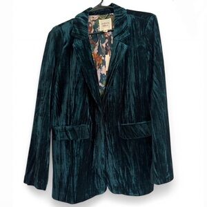 Anthropologie Autres Filles Emerald Green Velvet Blazer